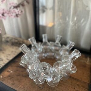 Vintage mid century modern glass flower bud wreath vase plant floral arranger